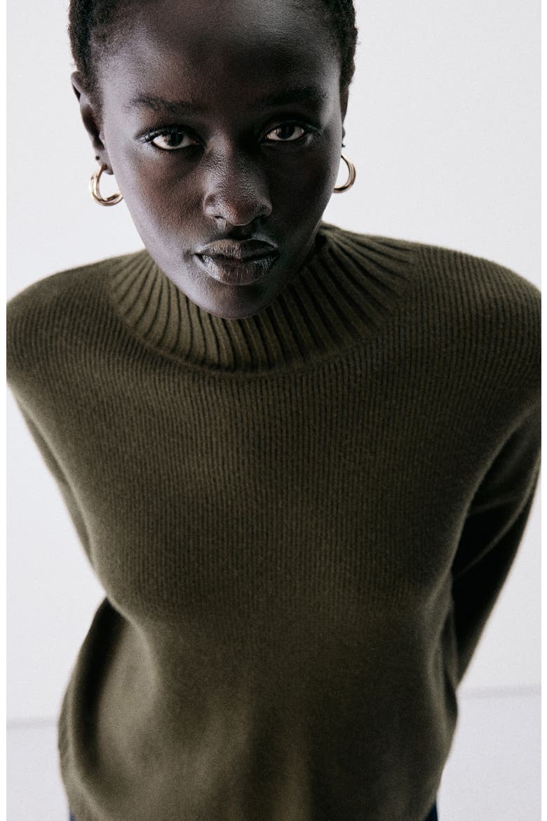 Marin Mock Neck Sweater, Alternate, color, KHAKI GREEN