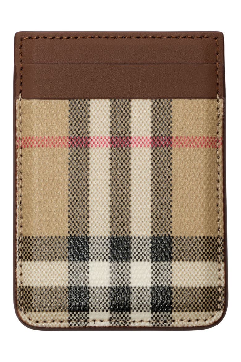 Check Coated Canvas & Leather MagSafe Card Case, Main, color, VINTAGE CHECK