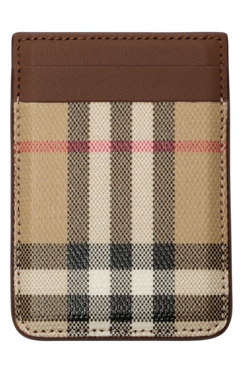 Check Coated Canvas & Leather MagSafe Card Case