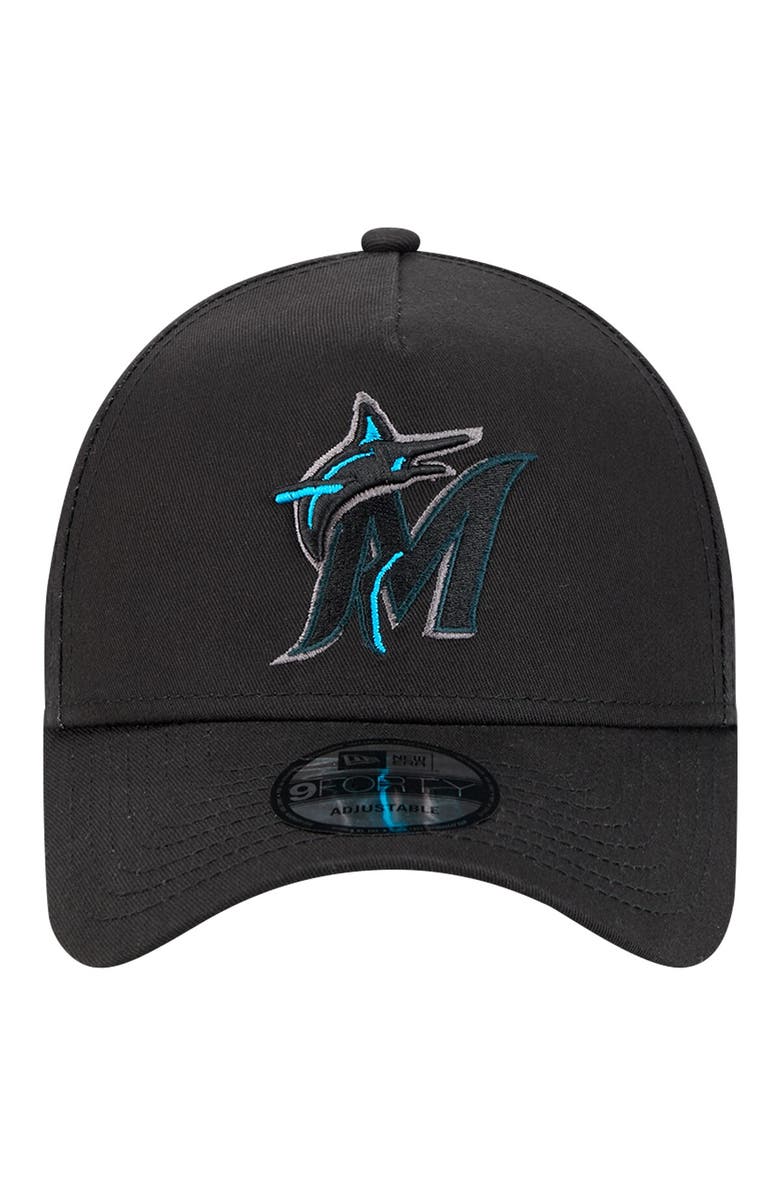 New Era Men's New Era Black Miami Marlins Tonal Pop 9FORTY A-Frame Adjustable Hat, Alternate, color, 