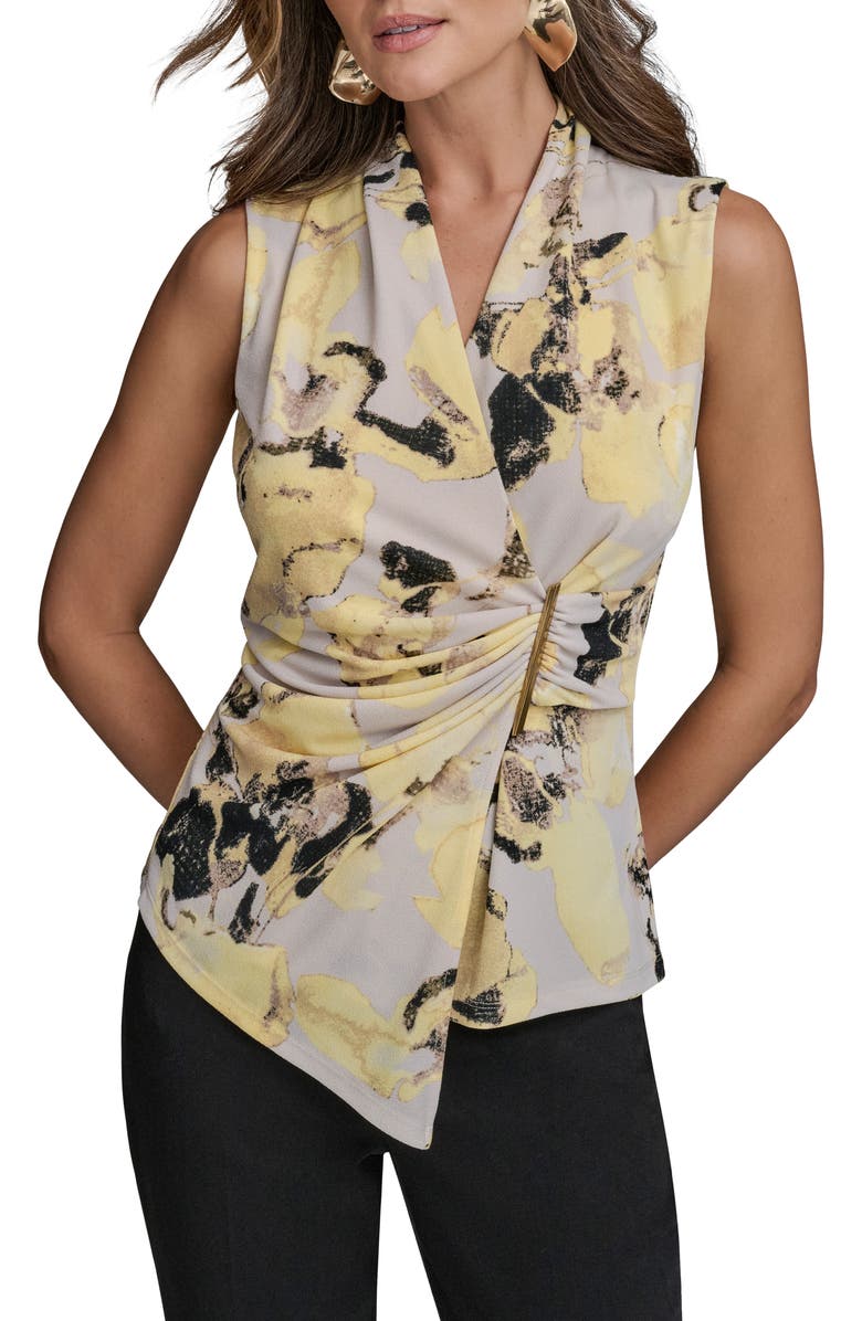 Donna Karan New York Printed Wrap Front Sleeveless Top, Main, color, 