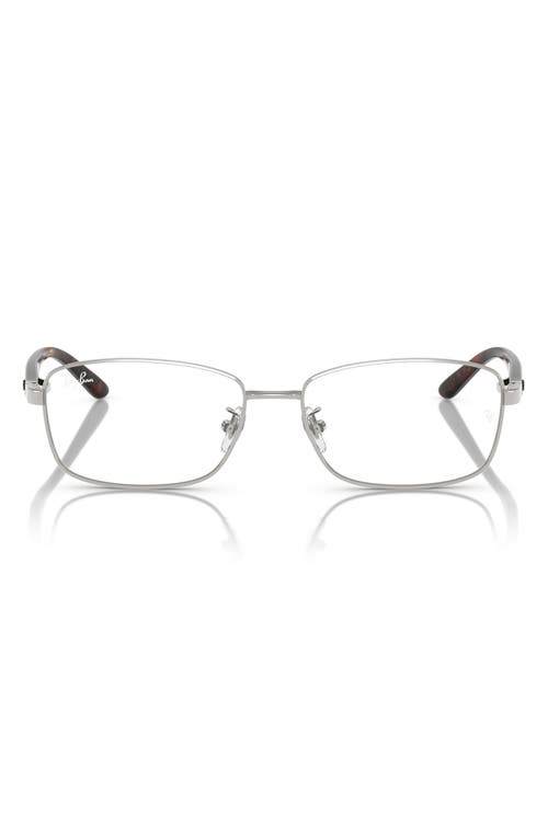 Ray Ban Ray-ban 56mm Rectangular Pillow Optical Glasses In Shiny Silver
