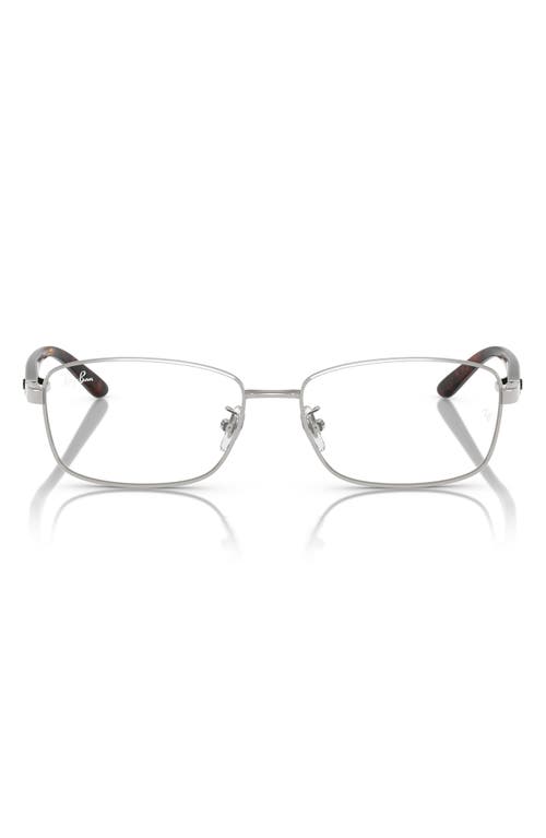 Ray-Ban 56mm Rectangular Pillow Optical Glasses in Shiny Silver 