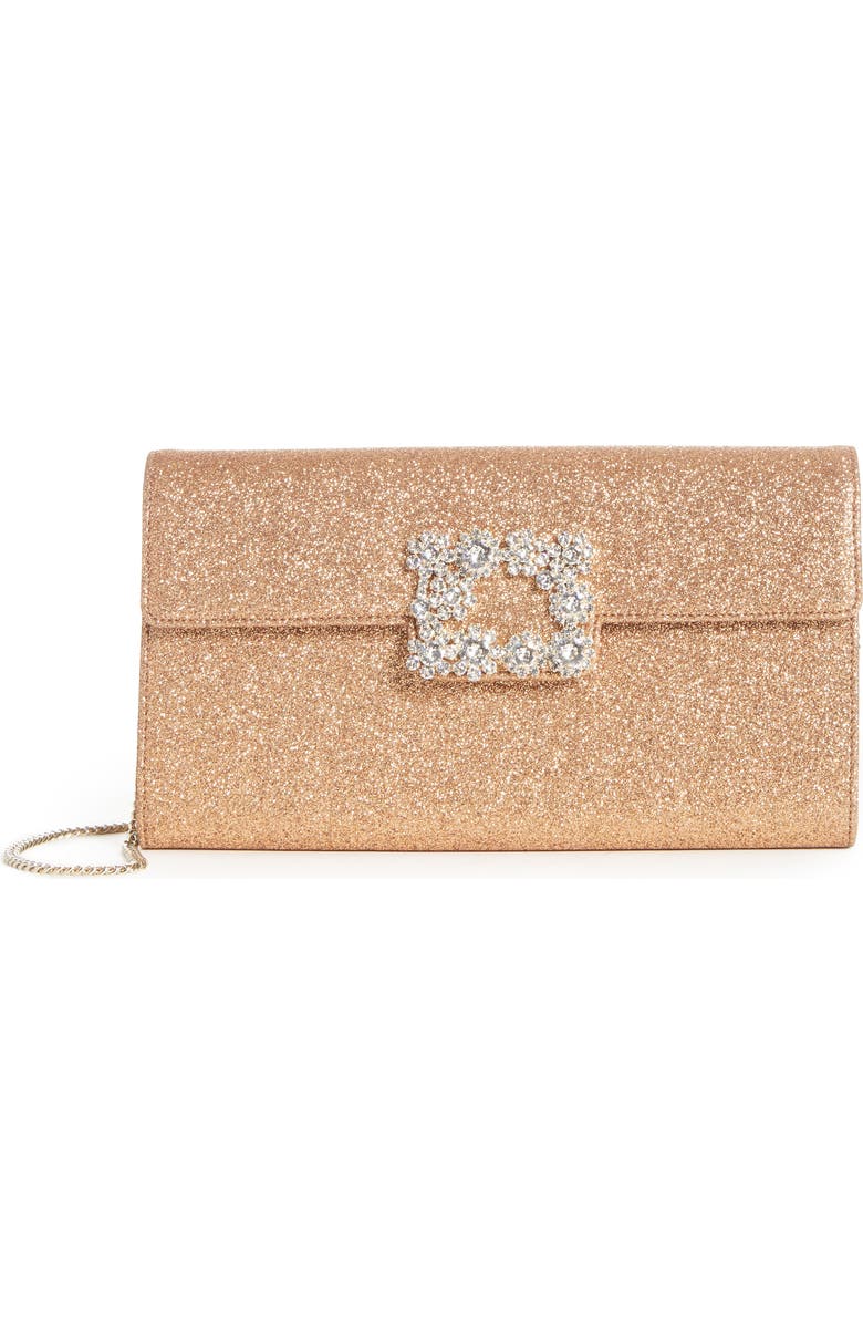 Roger Vivier Crystal Buckle Glitter Shoulder Bag, Main, color,