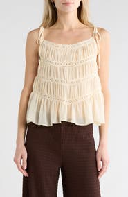 Vigoss Lace Trim Tiered Tank