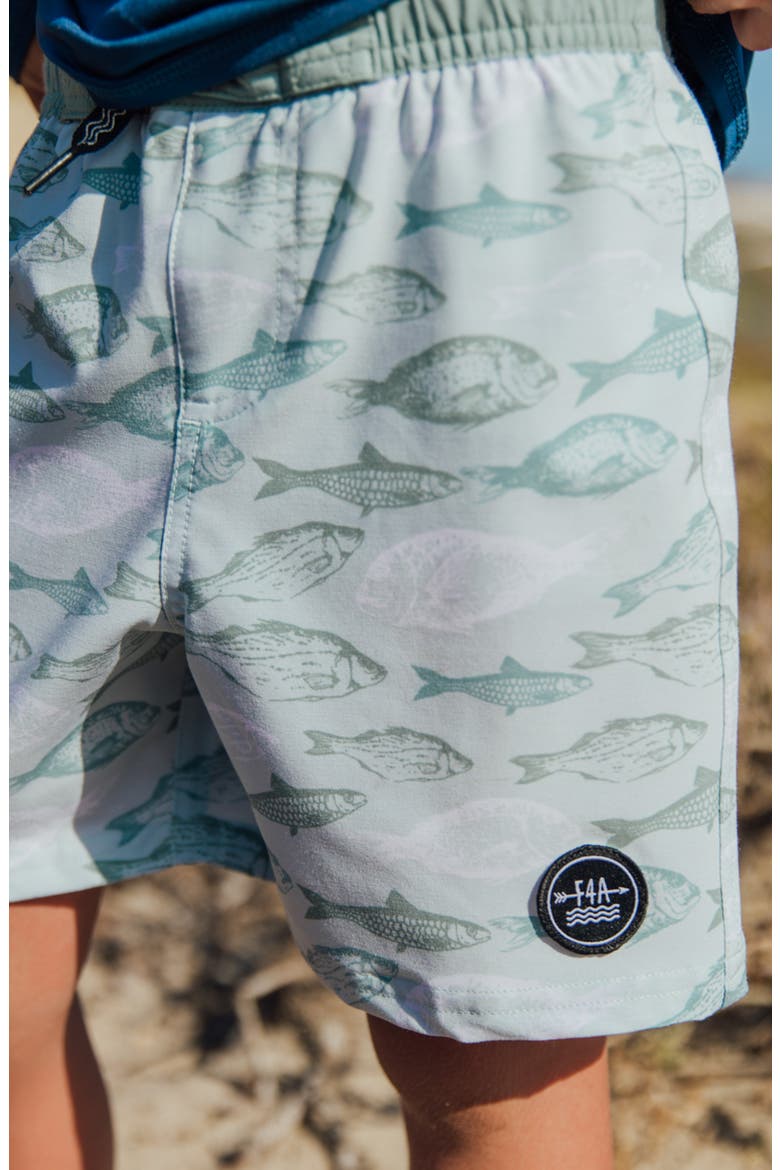 Kids' Classic Fish Print Board Shorts, Alternate, color, SAGE