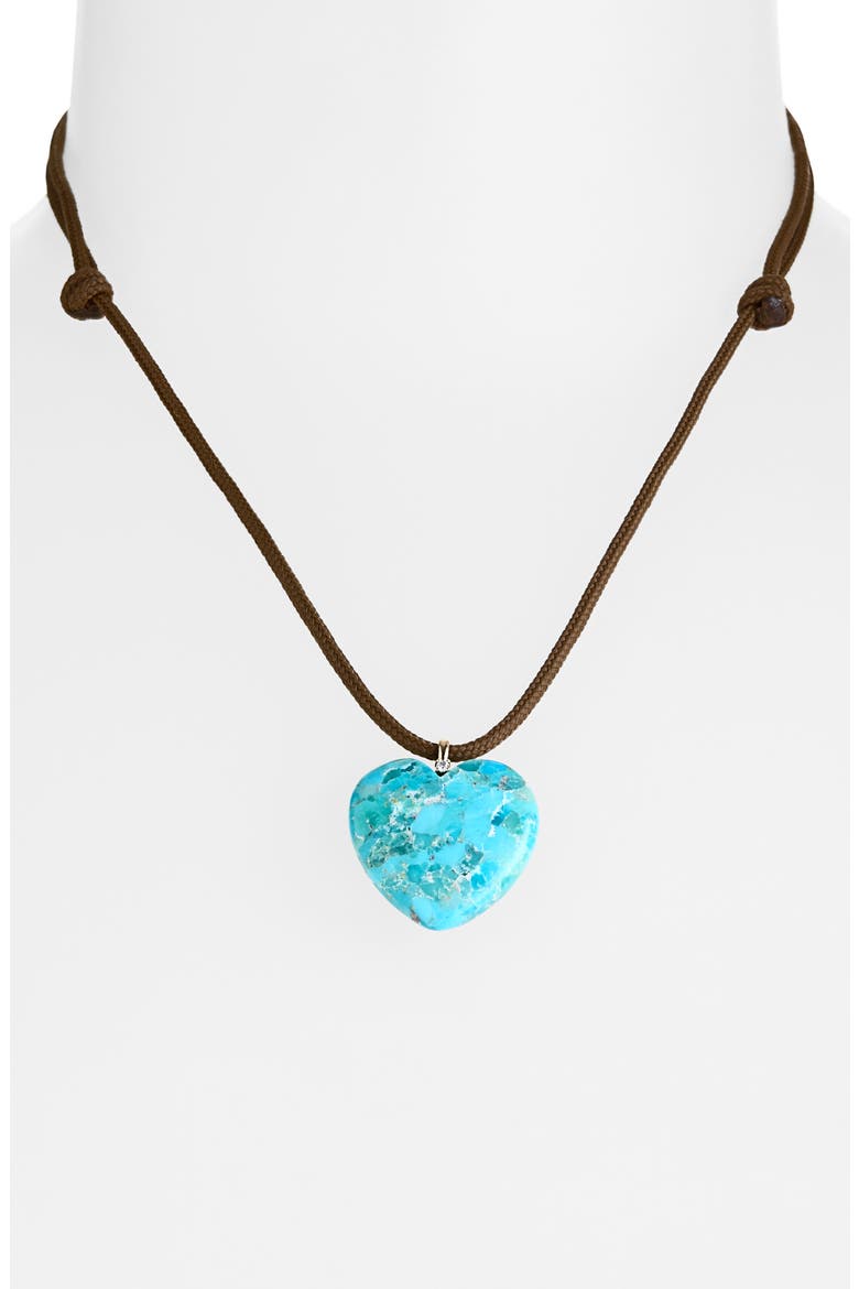 Turquoise Heart Paracord Necklace, Alternate, color, 14K YELLOW GOLD / TURQUOISE