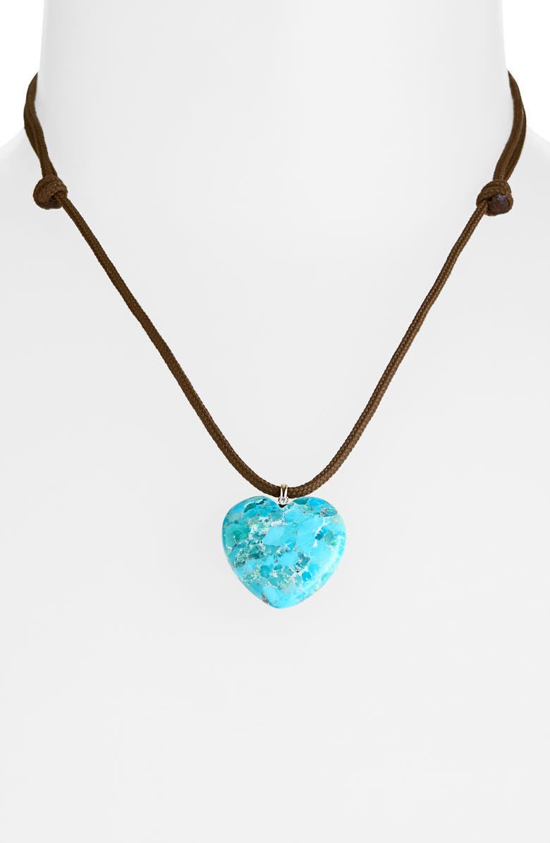 Zoë Chicco Turquoise Heart Paracord Necklace, Alternate, color, 14K Yellow Gold / Turquoise
