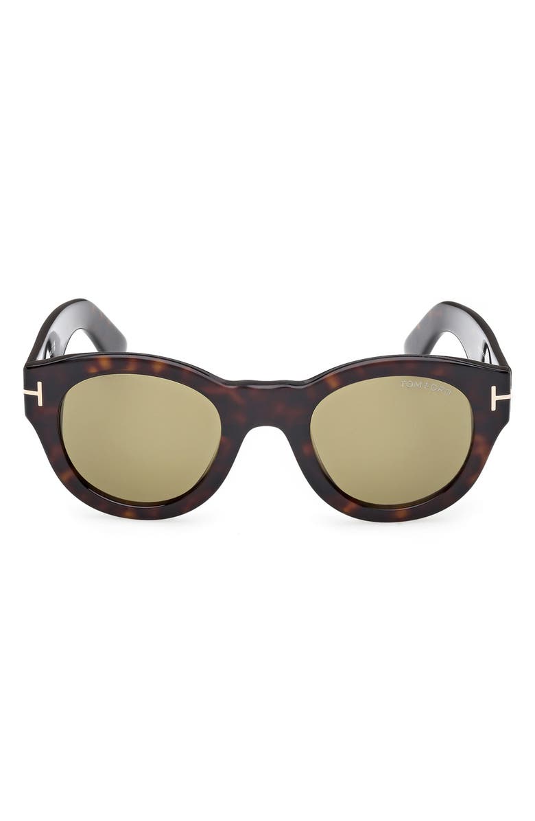TOM FORD Lucinda 48mm Round Sunglasses, Alternate, color, Dark Havana / Green