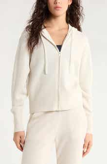 Zella Wool & Cashmere Zip Front Hoodie