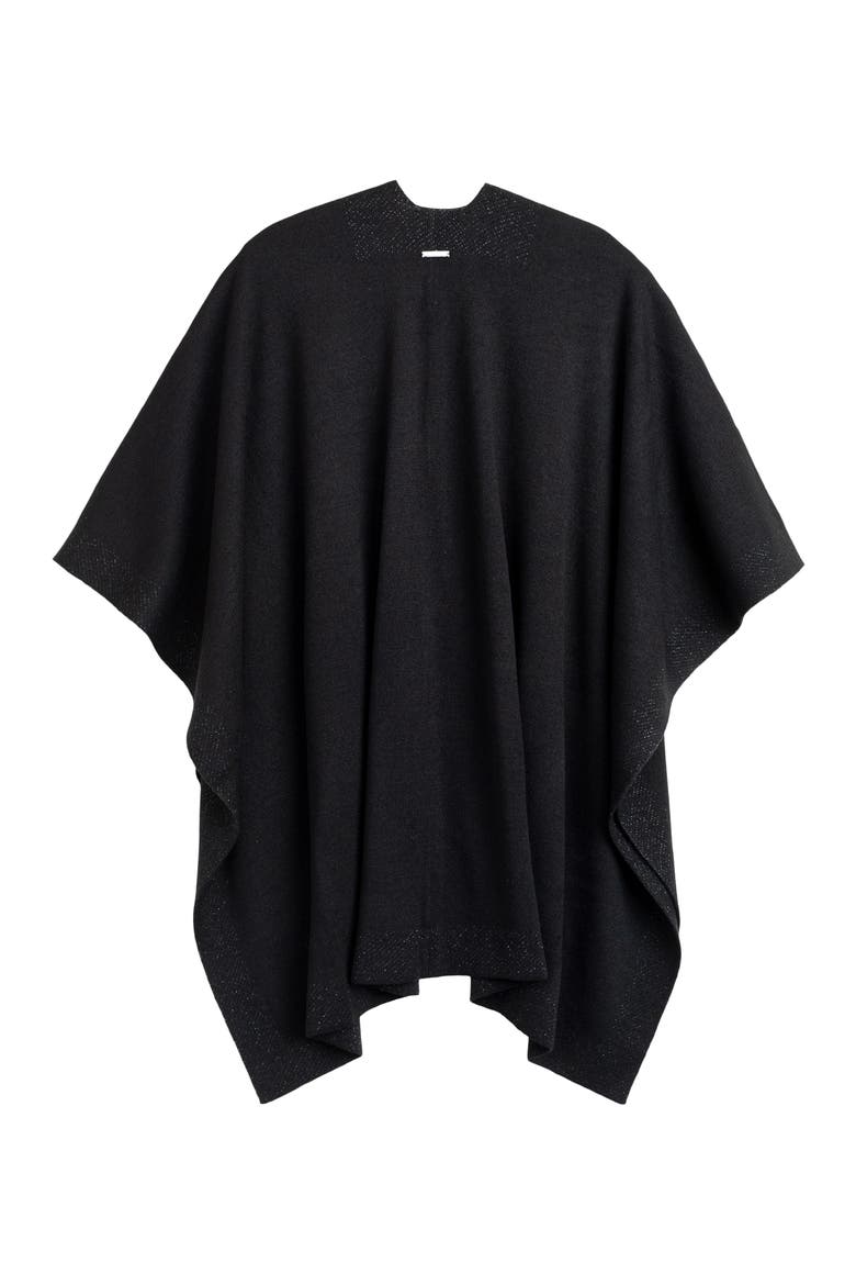 Ruana With Shine Border, Alternate, color, Black/Gunmetal