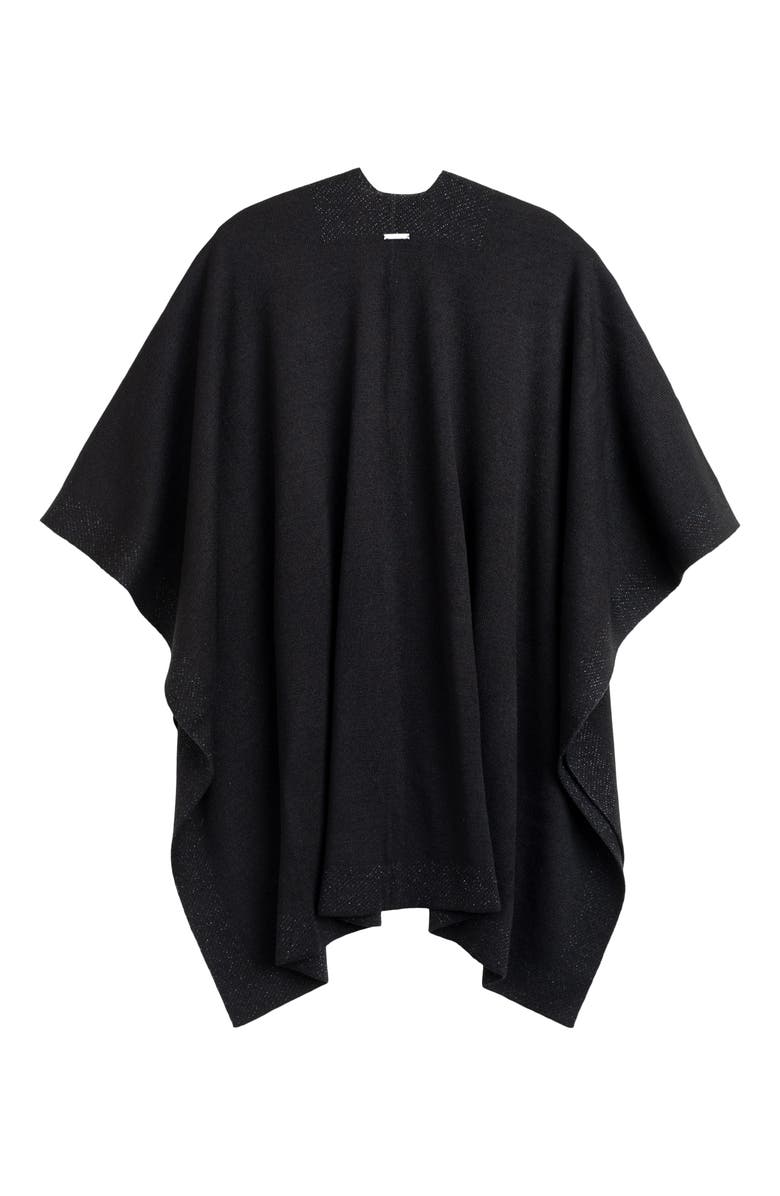 ZZDNU Lauren Ralplh Lauren Ruana With Shine Border, Alternate, color, Black/Gunmetal