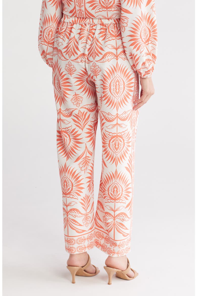 Wide Leg Border Print Pants, Alternate, color, SUNKISSED ORANGE / IVORY