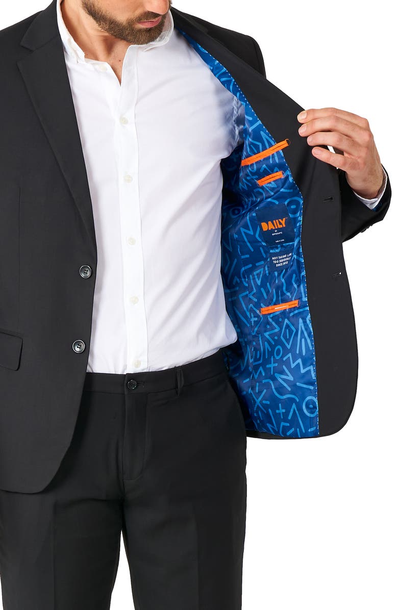 OppoSuits Daily Tailored Fit Black Two-Piece Suit, Alternate, color, Black