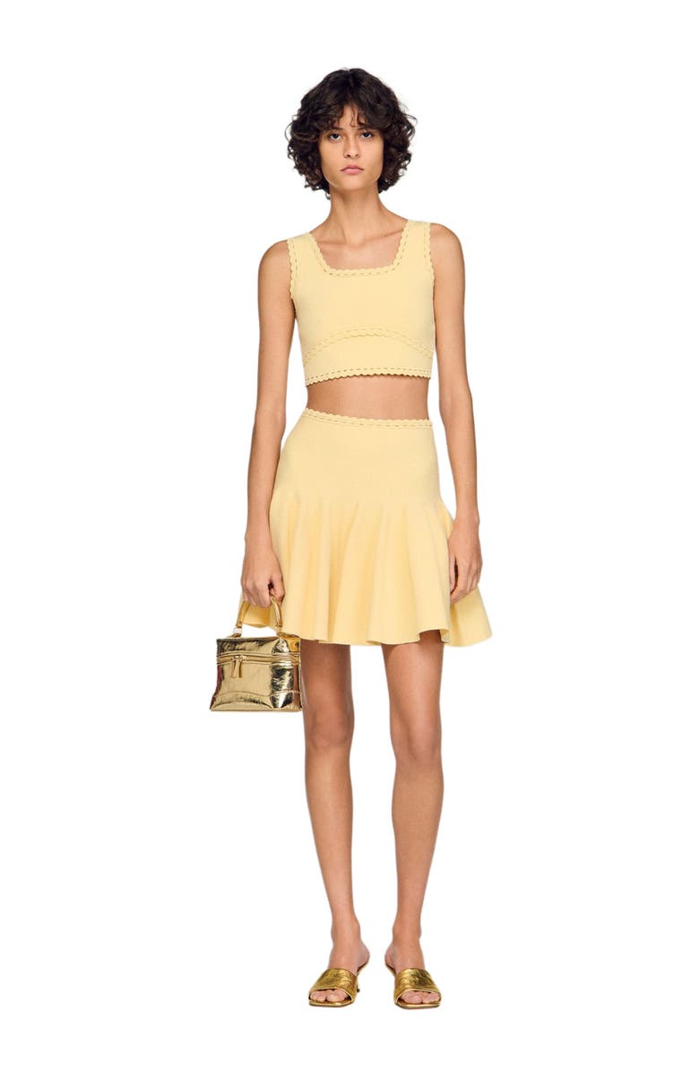SANDRO Knit crop top, Alternate, color, Butter