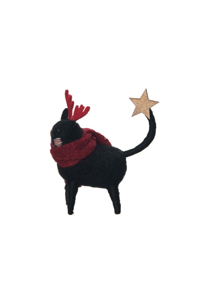 Black Cat Reindeer Figurine, Alternate, color, Red