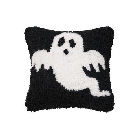 Cute Ghost Halloween Hooked Petite Mini Accent Pillow 8" x 8"