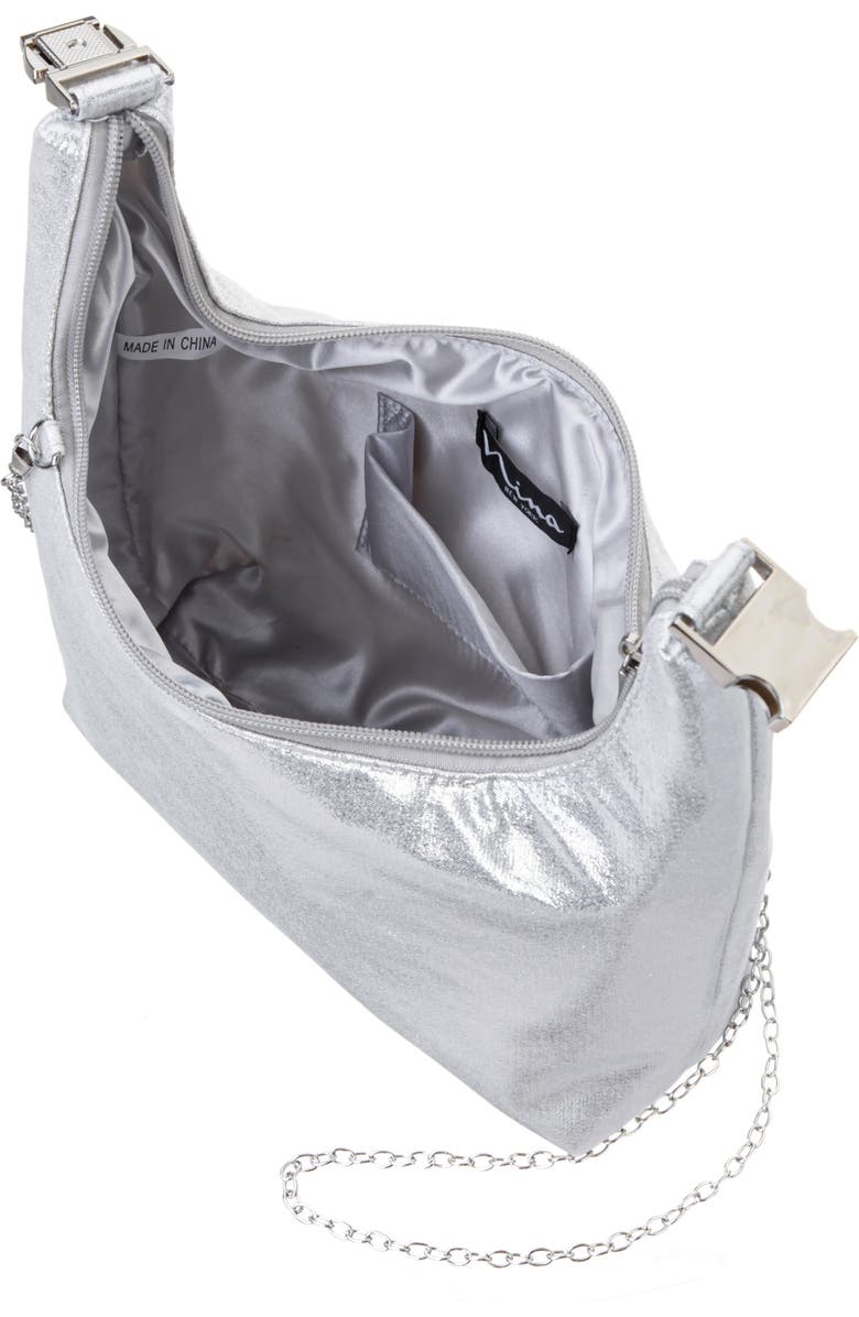 Nina Metallic Hobo Bag, Alternate, color, True Silver