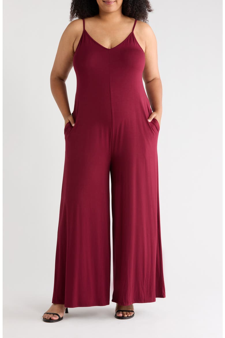 Strappy Wide Leg Jumpsuit, Main, color, WINE