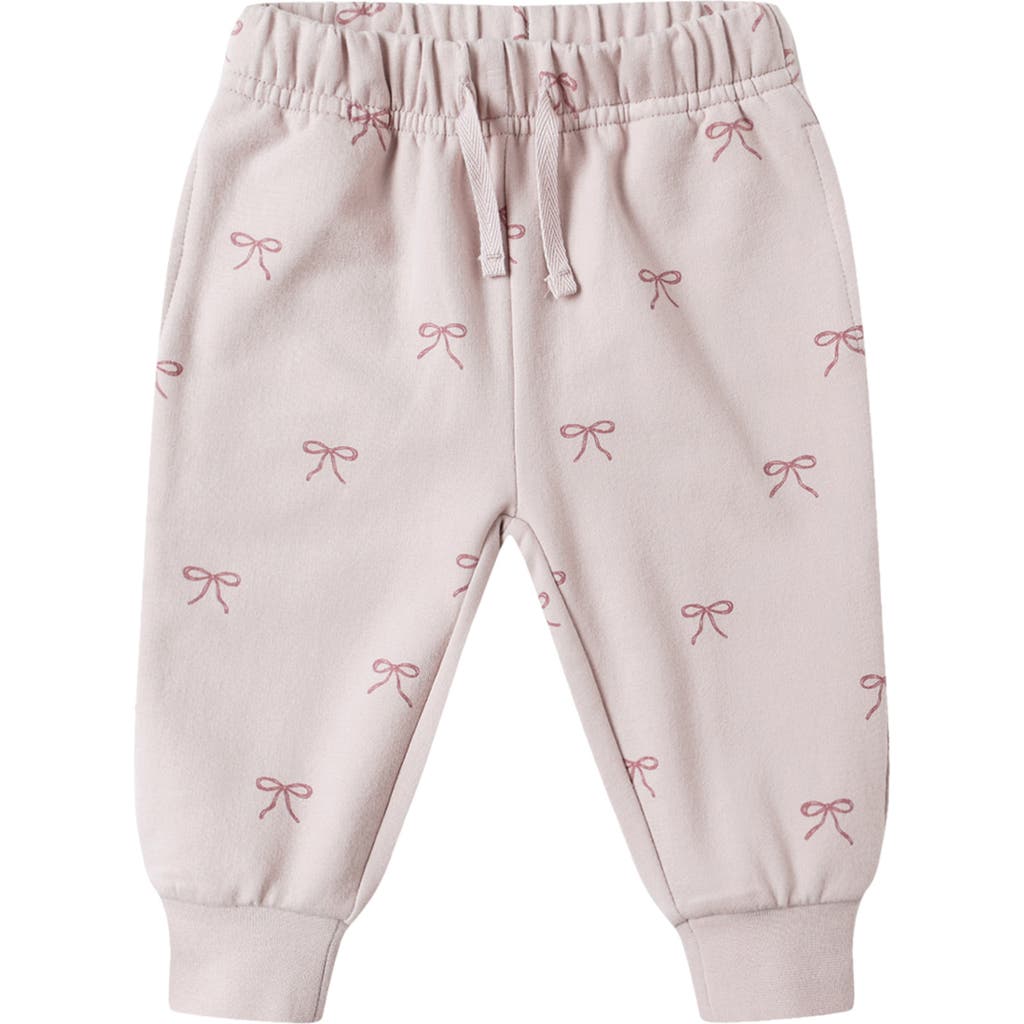 Quincy Mae Bow Print Sweatpants In Pink