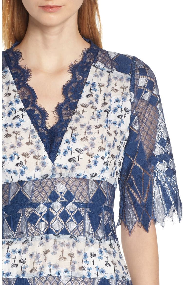 Muriel Mixed Media Dress, Alternate, color, BLUE MULTI