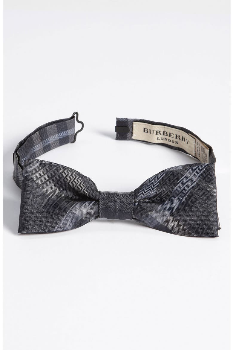 Silk Bow Tie, Main, color, BLUEBERRY/ GREY