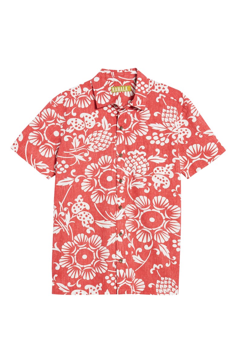 Kahala Duke's Pareo Trim Fit Sport Shirt, Alternate, color, Surfer Red