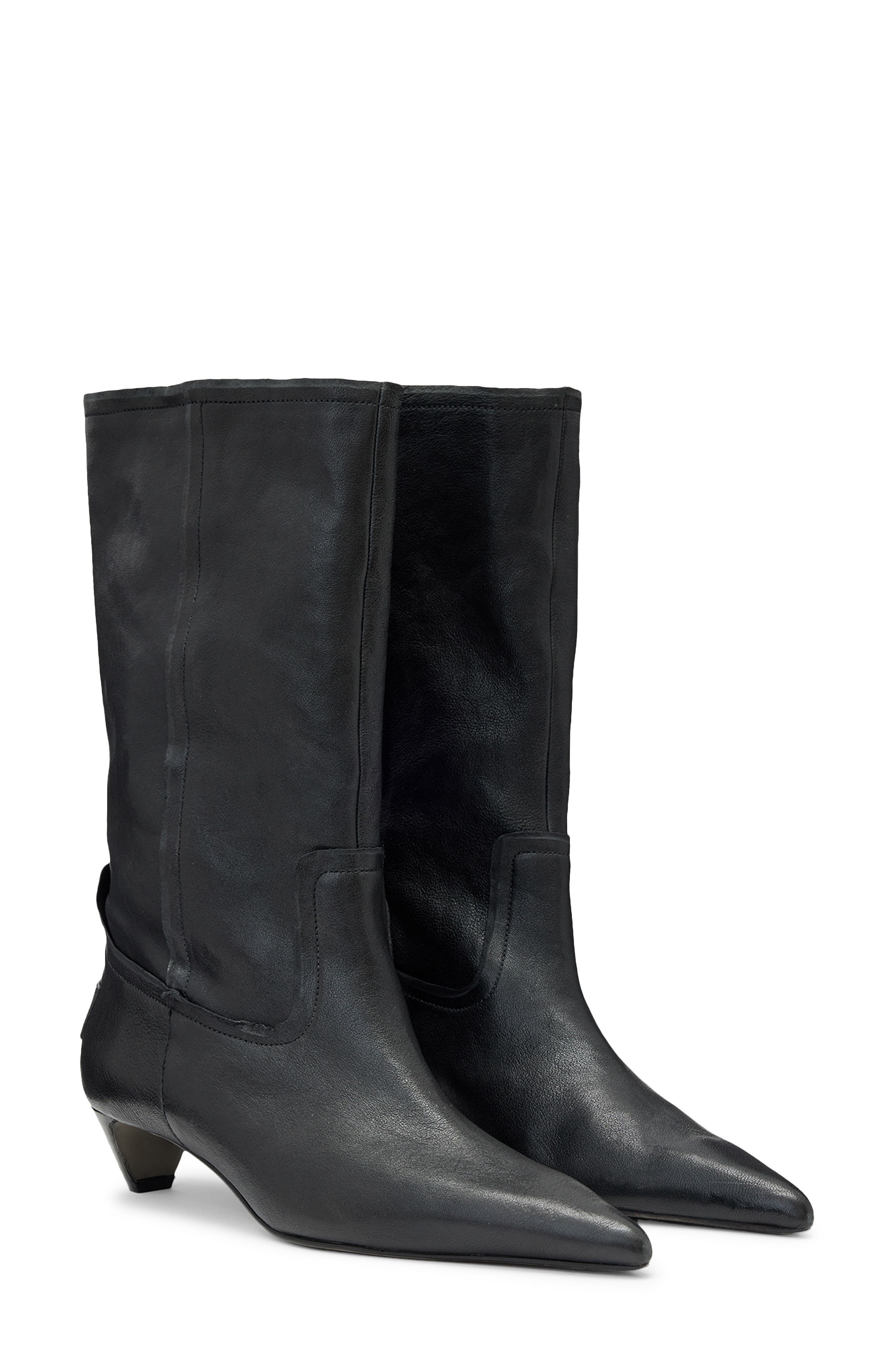 Veda Leather Boot, Main, color, BLACK