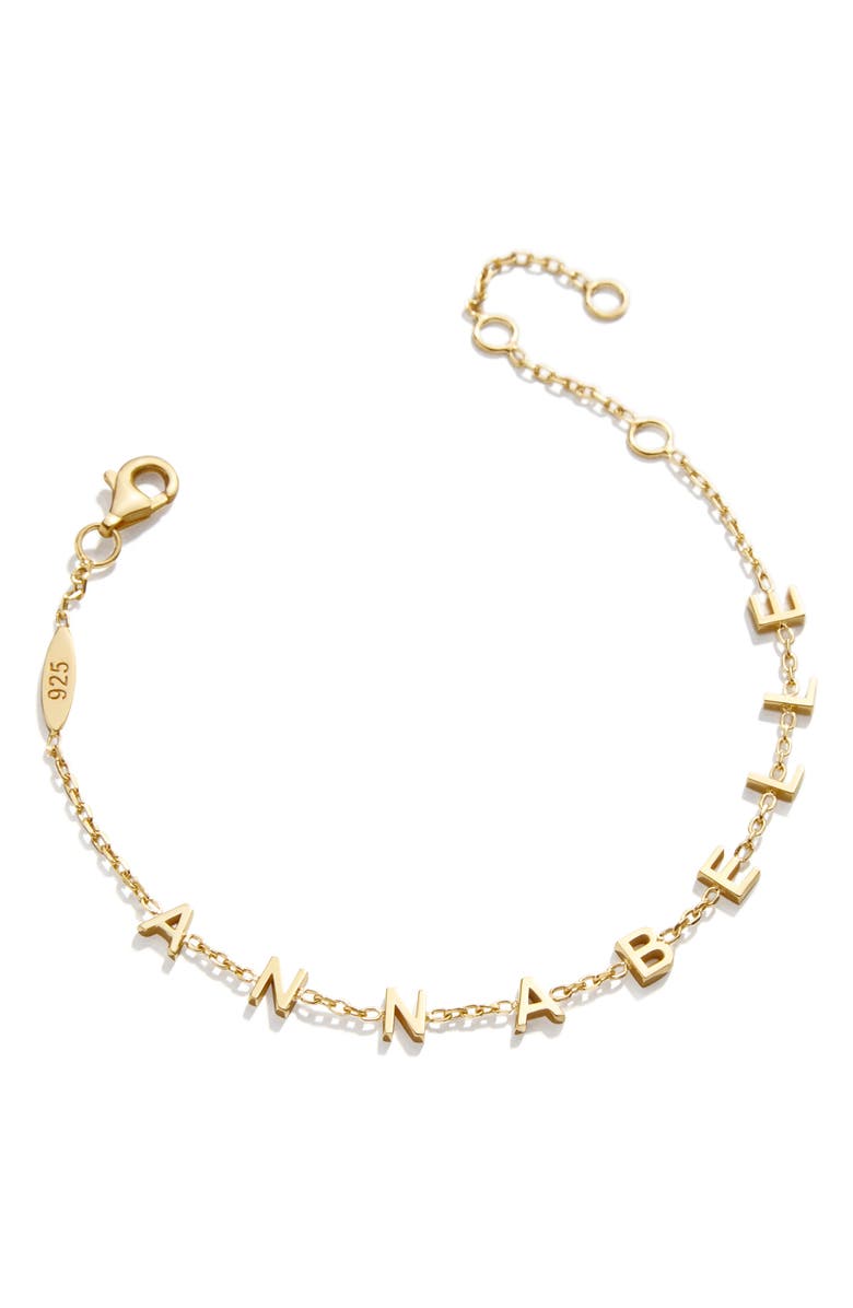 BaubleBar Pisa Custom Letter Charm Bracelet, Main, color, Gold