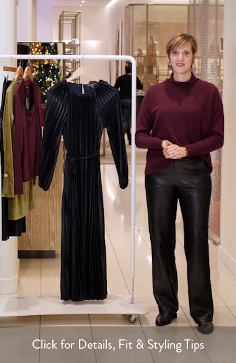 Pleated Long Sleeve Midi Dress, sales video thumbnail