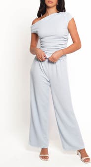 Petal & Pup Peppai Textured One-Shoulder Top & Wide Leg Pants Set