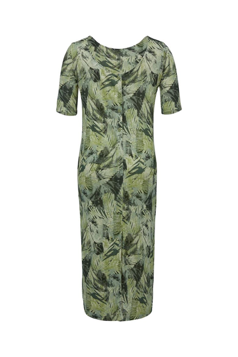 Linen Cotton Blend Button Back Dress, Alternate, color, LEAF PRINT