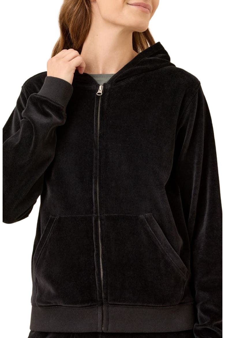 Organic Cotton Pure Velour Zip Hoodie, Alternate, color, Black