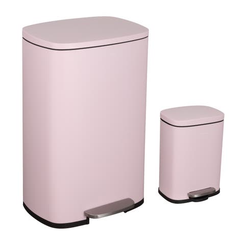 Connor Rectangular Trash Can with Soft-Close Lid and FREE Mini Trash Can