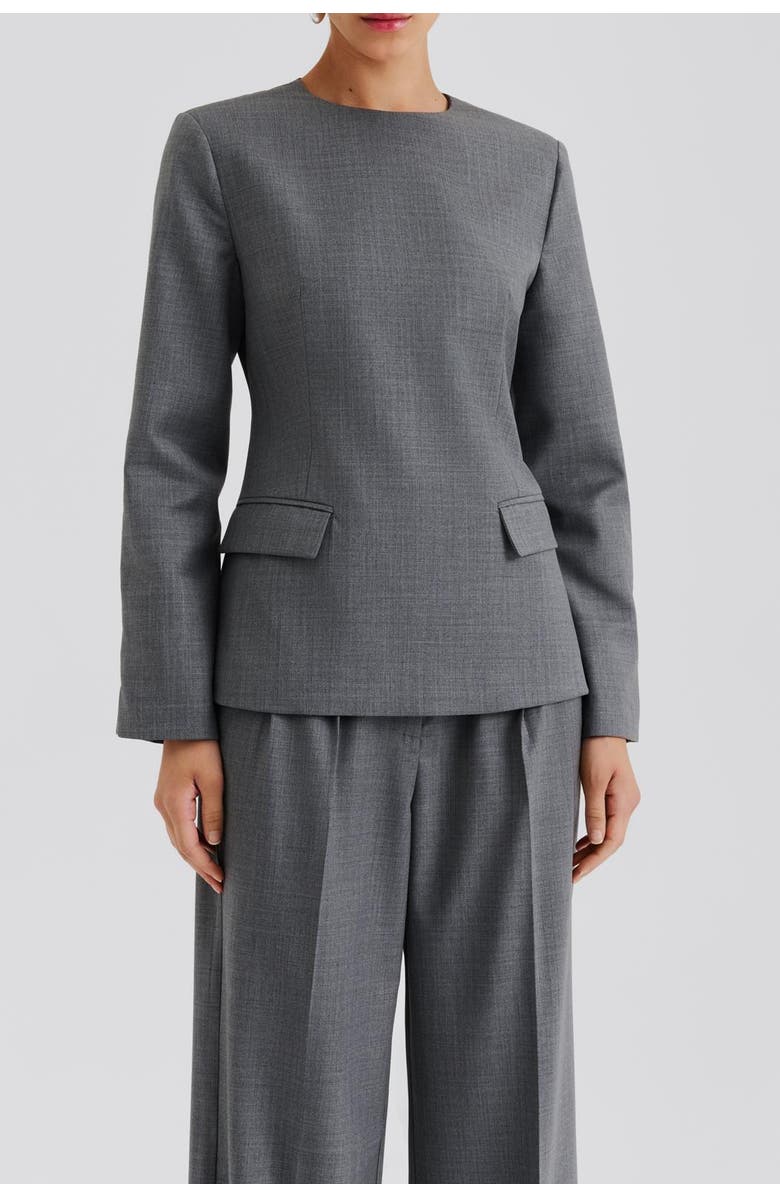 Malina Athina Tailored Long Sleeve Blouse, Alternate, color, Grey