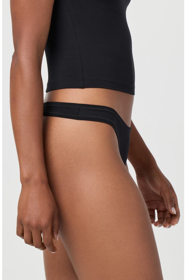 Cotton Blend Thong, Alternate, color, BLACK