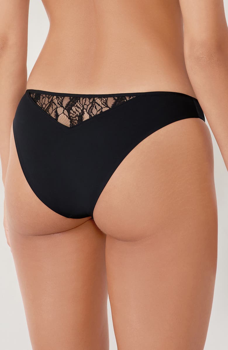 Etam Mysterieuse Lace Trim Panties, Alternate, color, Black