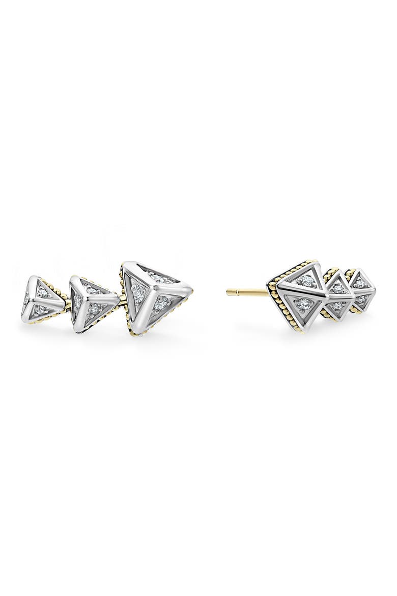 Graduated Diamond Pyramid Ear Crawlers, Alternate, color, DIAMOND