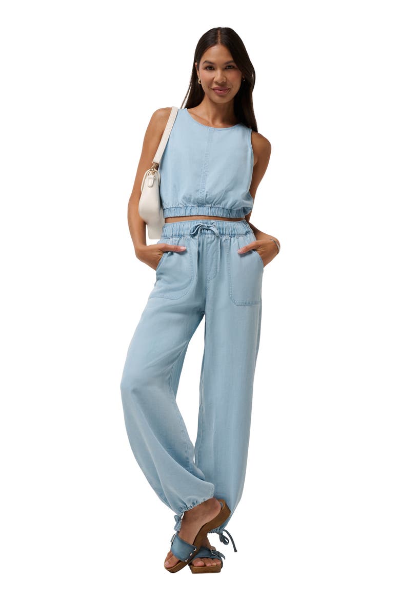 Tie Cuff Chambray Joggers, Alternate, color, VINTAGE LIGHT WASH
