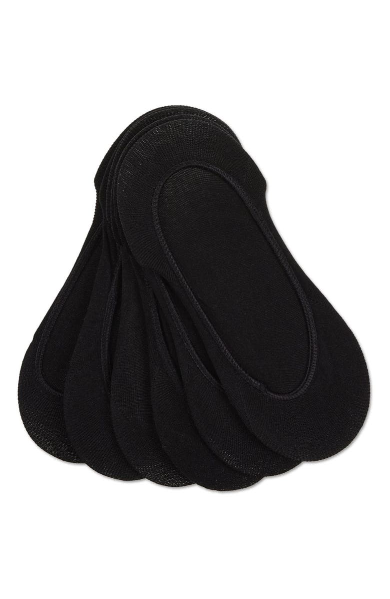 MeMoi Microfiber Liner Socks 6-Pack, Main, color, Black