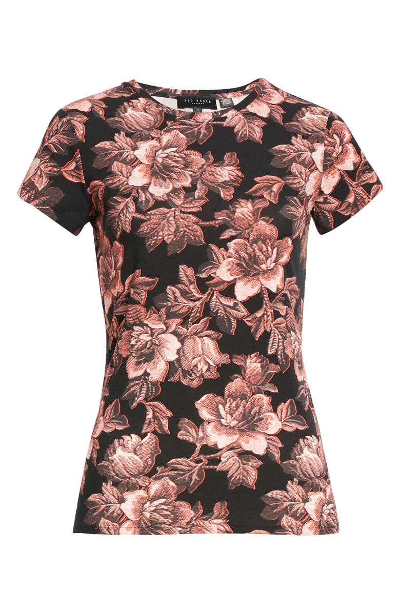 Ted Baker London Clari Floral Stretch Cotton T-Shirt, Alternate, color, 
