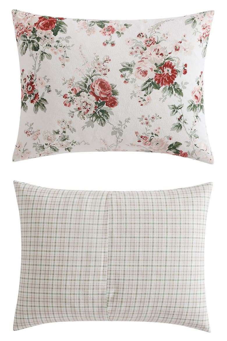 Ashfield 3-Piece Cotton Comforter & Sham Set, Alternate, color, RED/ GREEN