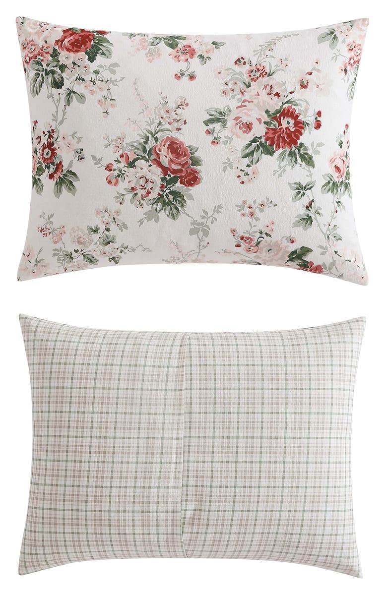 Laura Ashley Ashfield 3-Piece Cotton Comforter & Sham Set, Alternate, color, Red/ Green
