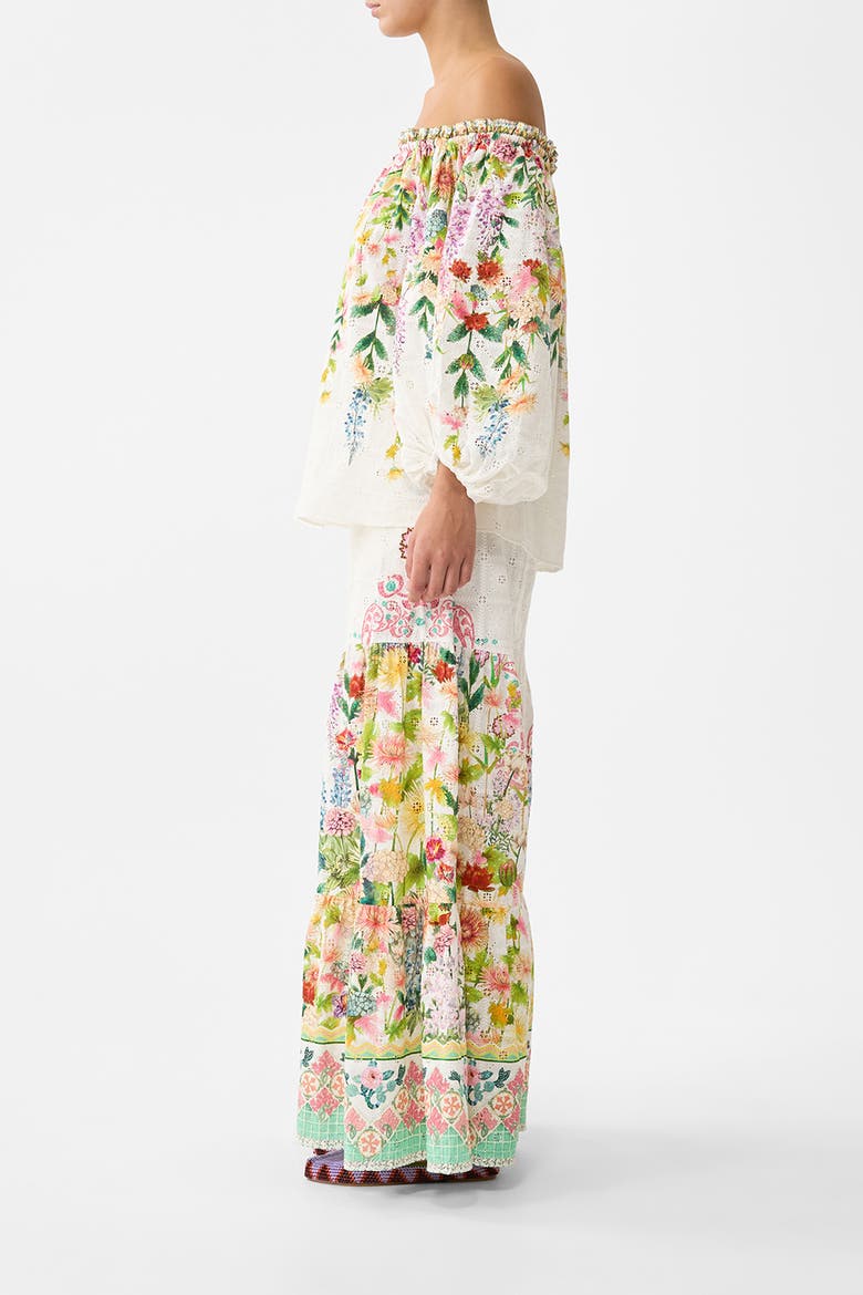 Frill Off Shoulder Top, Alternate, color, The Call Of Catalonia
