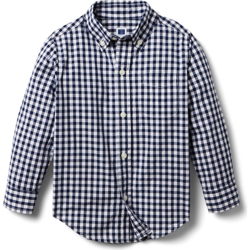 Janie And Jack Gingham Poplin Shirt In Multi