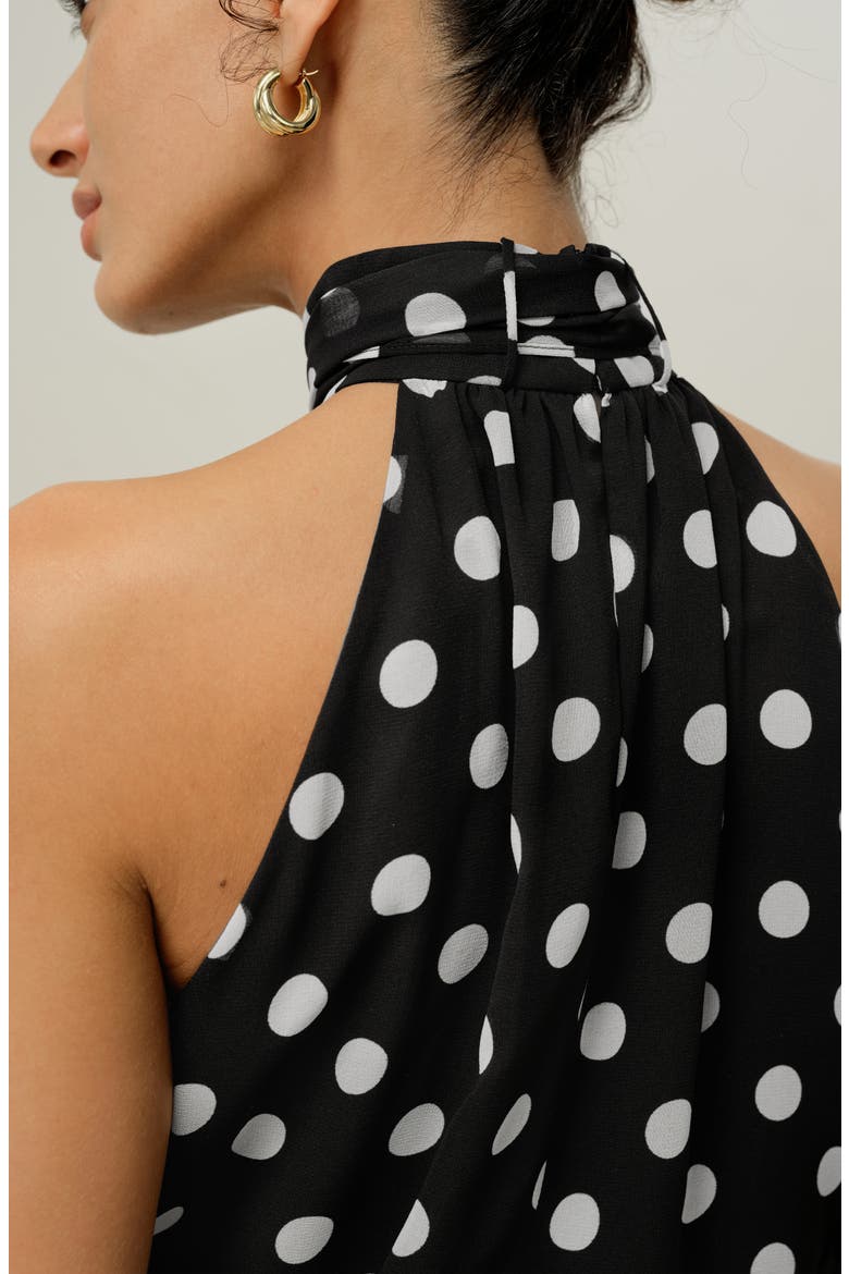 Women's Convertible Silk Georgette Polka Dot Top, Alternate, color, White Dots In Black