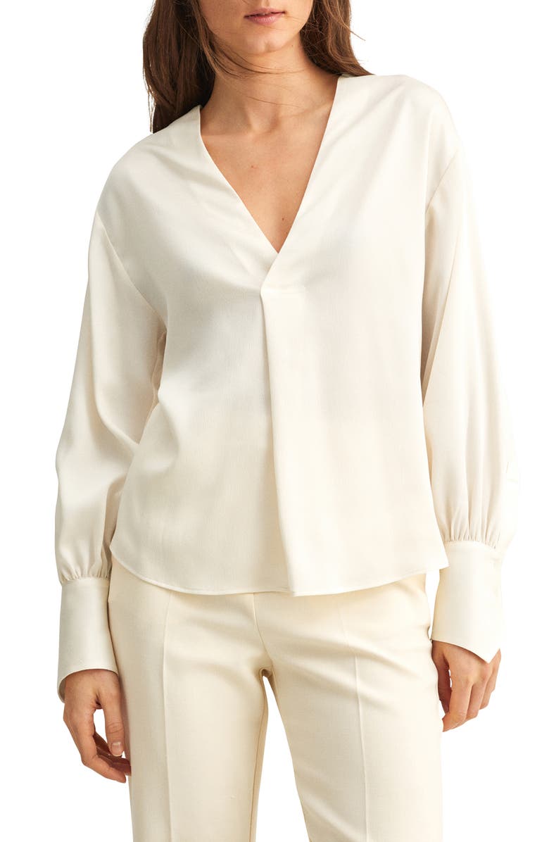 MANGO Flowy Satin Popover Blouse, Main, color, 