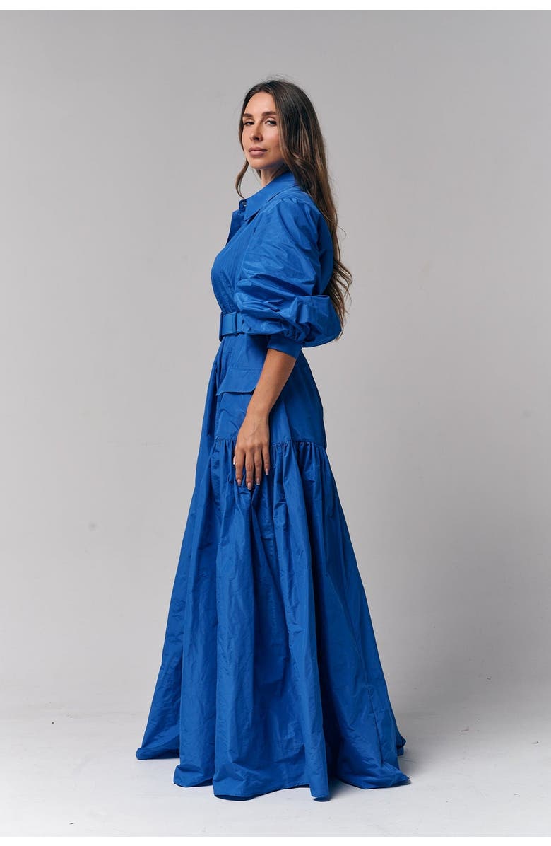 Le Fafo Bellted Taffeta Maxi Dress Gown, Alternate, color,