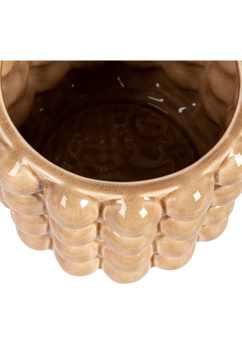 Round Stoneware Planter with Raised Dots, Tan, Alternate, color, Tan