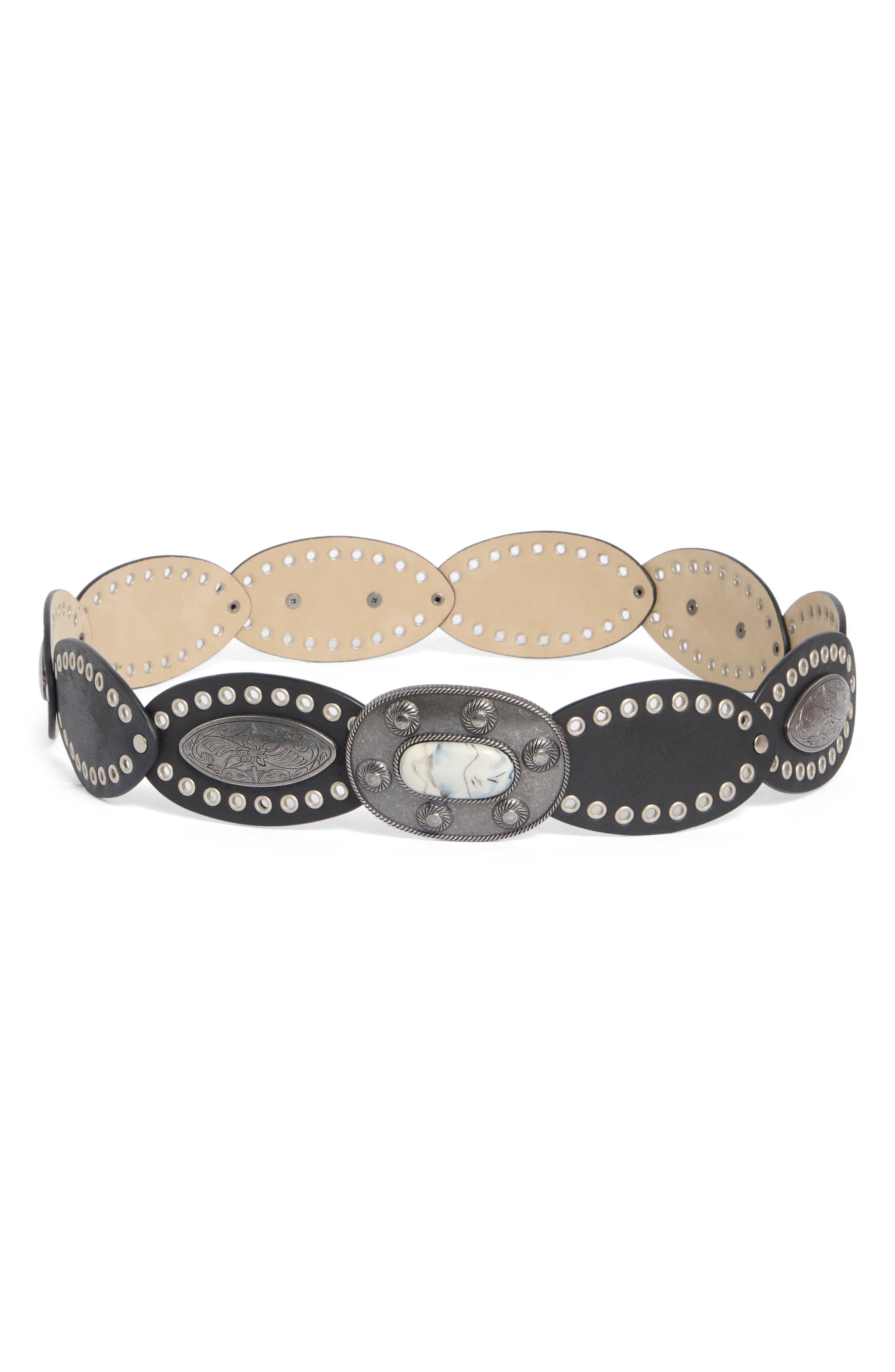 Steve Madden Oval Buckle Grommet Belt